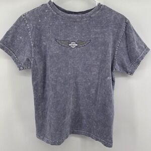 Harley Davidson T Shirt Youth L Latus Motors Oregon Acid Wash Made in USA Logo